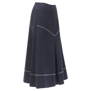 Ellery polyester wool cross hatch stitching skirt
